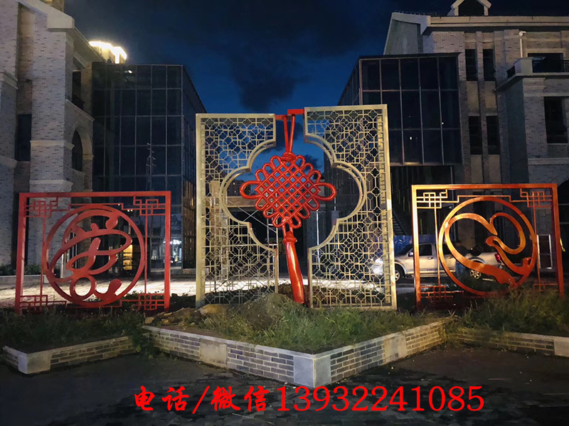 不銹鋼黨建雕塑城市廣場(chǎng)燈籠中國(guó)結(jié)園林景觀傳統(tǒng)文化紅色主題擺件