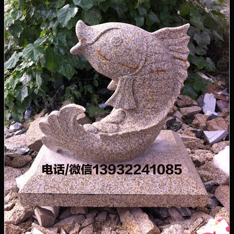 園林裝飾石雕噴水魚(yú)池墻景觀流水?dāng)[件噴泉吐水魚(yú)掛件歐式雕刻