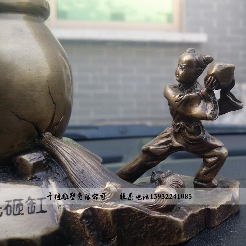 鍛銅雕塑司馬光砸缸工藝品擺件 古代文學(xué)典故雕塑小品